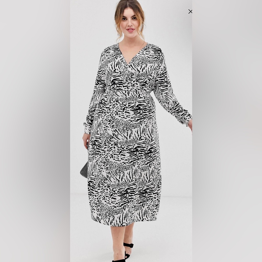 ASOS Curve Jacquard Wrap Midi Dress - NWT
